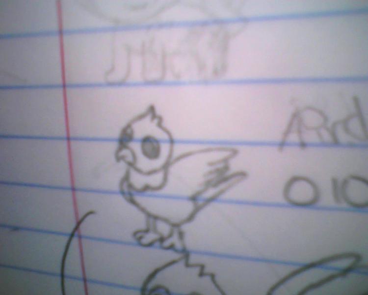 Sketch of a bird you encounter early in a game