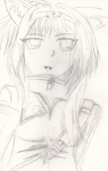sketch of a girl with cat ears