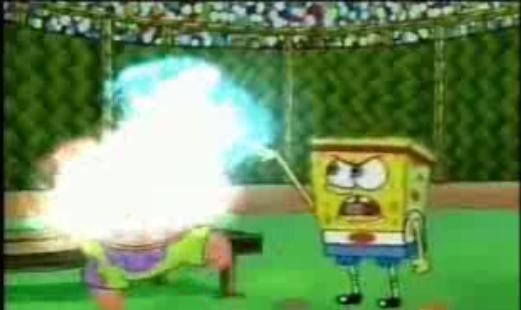 Spongebob takes his Frycook game rage against Patrick.

Moral: Never mess with a sponge.