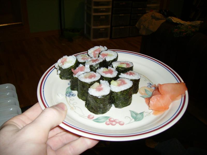 Sushi.  Yes...  Sushi...  That I made myself.  XD