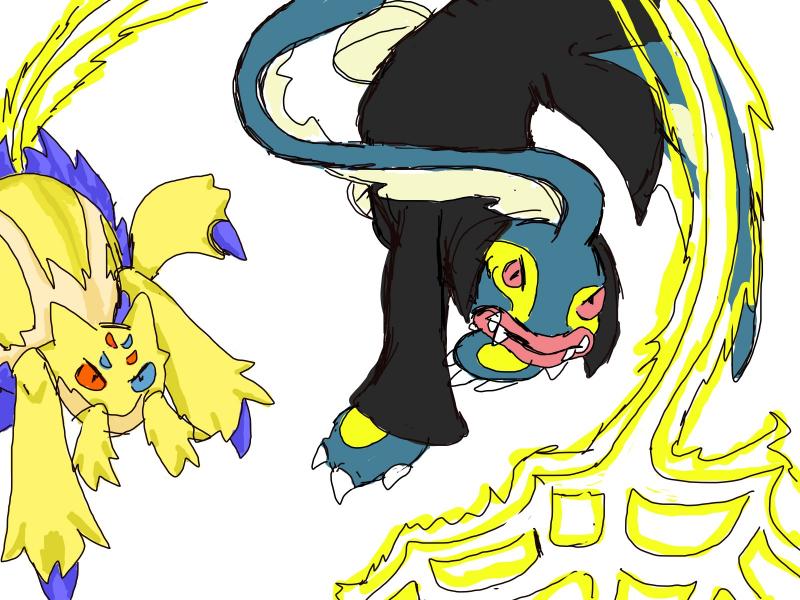 TEAM TAKEALL

My mystery dungeon O.c's Samantha Murk the Elecktross and Volkin the Garvantula. They are bandits