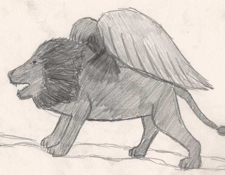 Terrible winged lion, I messed up the wings Dx