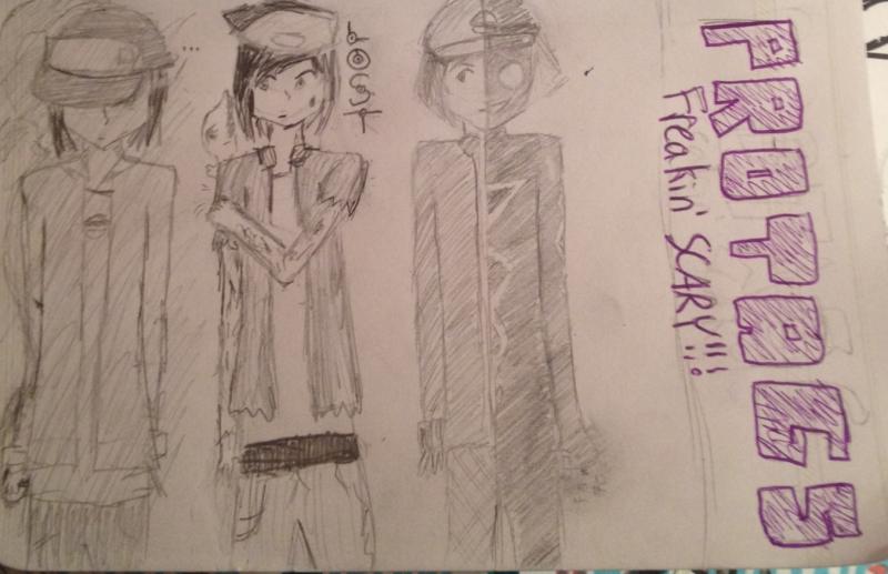 The infamous Creepypasta Protagontists are in the house! 

If you don't know, Red and GHOST are on the left, Gold from Lost Silver(thankfully, with ar
