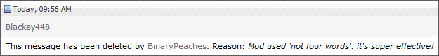 The most hilarious post deletion reason ever.