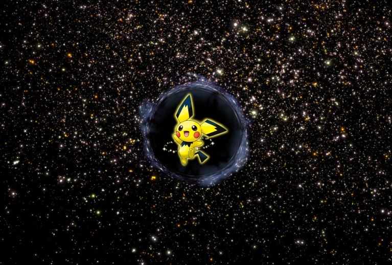 The one thing that is able to escape the pull of a mighty Blacks Holes' Gravity is PICHU!

Done in Adobe Photoshop c6