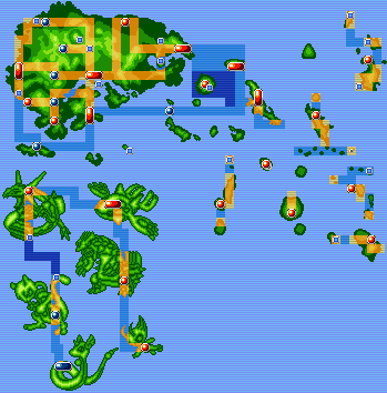 This is an edited "world map" that I made when I was messing around. (Once again) The images I created are the Pokemon Islands to the south.