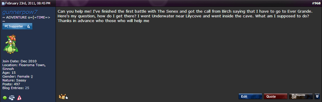 This is possibly the first post I've ever made in PC... Since I can't track it anymore and just made an educated guess... lol ohgod I'm sooo noobish t