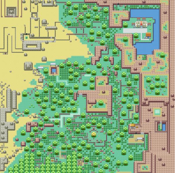 This is Route 107, it is currently the largest map I have made so far, with a scale of 100x100. This map is a transitioning map between a Forest envir