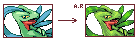 This is what happens if I try to change Grovyle's sprite colors.

HE'S GREEN,PEOPLE!! >__< THE LEAVES ARE LIKE ... BLUE! O__o