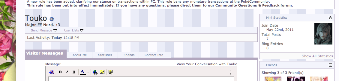 This person joined on my birthday and her username is Touko. Lol.