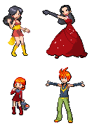 Trainers that specialize in Fire types. I expecialy like the little girl. The first one's horrible!
