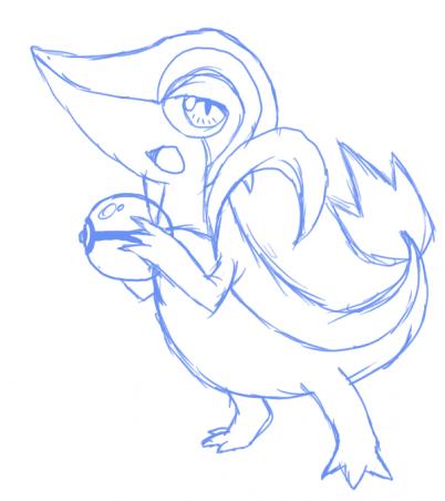 Tsutarja sketch.

I know its feet aren't like that, but I prefer these better. o3o