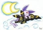 Umbreon and Espeon having a kip