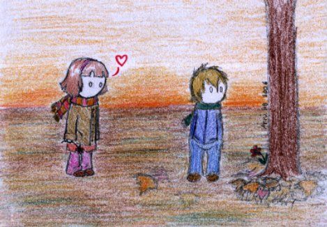 Umm, I'm no good at colouring! I don't really know what's happening here, but the boy isn't ignoring the girl on purpose. The girl is just too shy... 