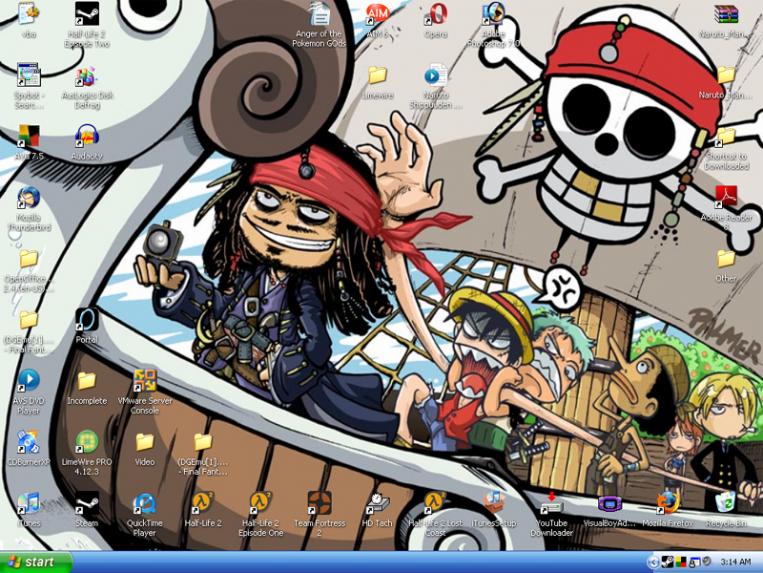 Umm...My awesome Pirates of the Carribean/One Piece desktop lol.