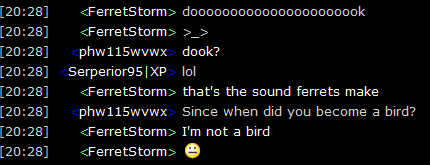 "Wait, what animal are you supposed to be as?"

TWC Today's IRC Chat, 5/12/11
FerretStorm = me, Serperior95|XP = ZachLMedia, and that other guy...well
