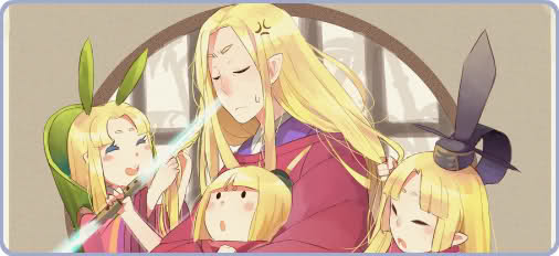 Waka with family which is Kurow(middle) Kaguya(left) sugowara(right)