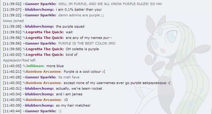 We are talking about the awesomeness of purple in the server! 

/purplerules