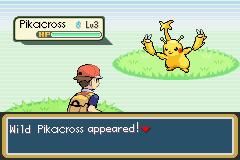 Wild Pikacross Appeared!
Sorry I didn't have the right font......