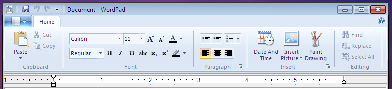 Wordpad's new formatting controls