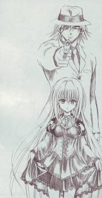 Yubuki Kentaro's draft drawing of Eve and Sven.