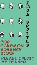 Zora sprites created using overworld editor rebirth edition and pokemon fire red