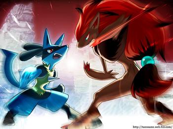 zoroak and lucario Not drawn by me